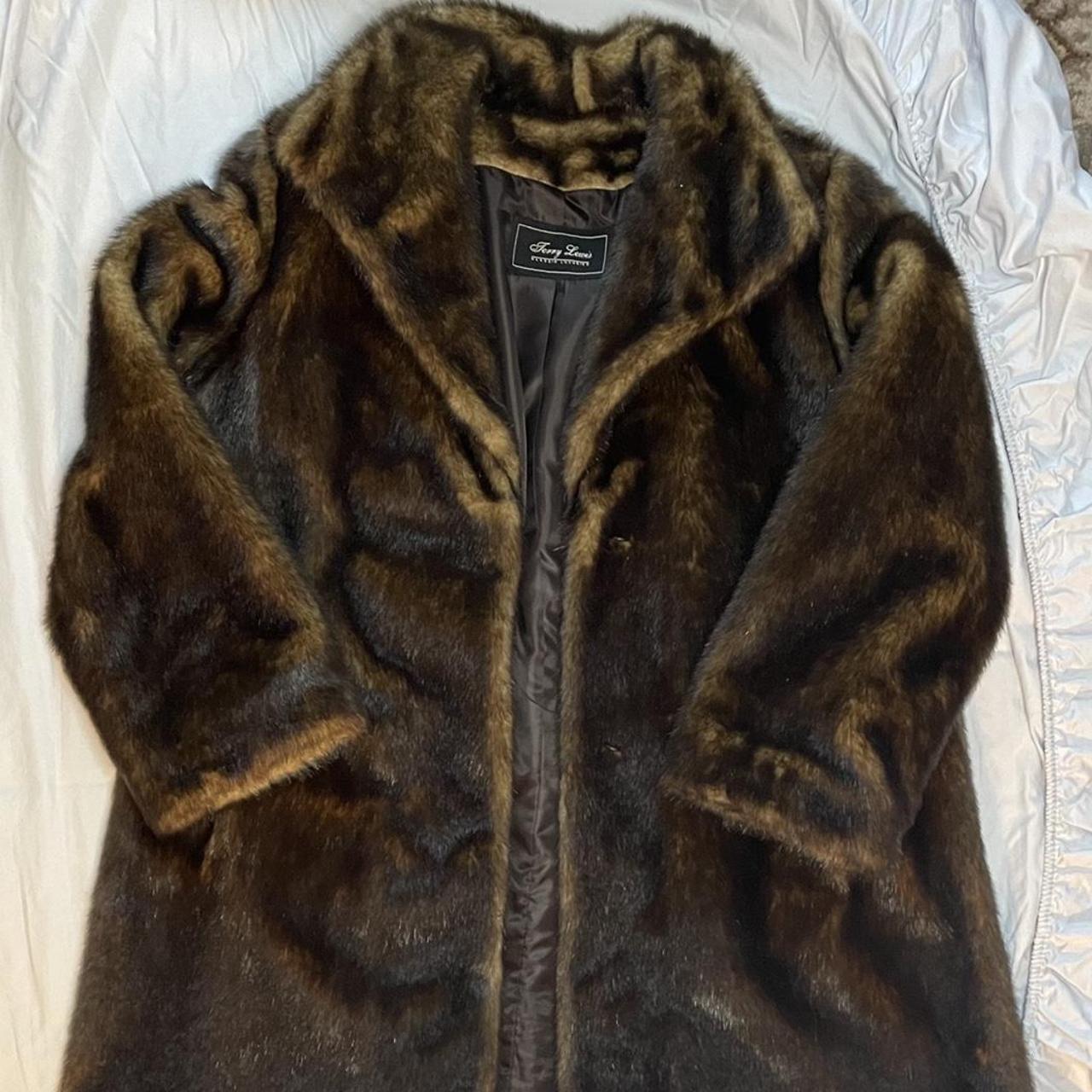 Terry Lewis Faux fur coat. Deep brown color with... - Depop