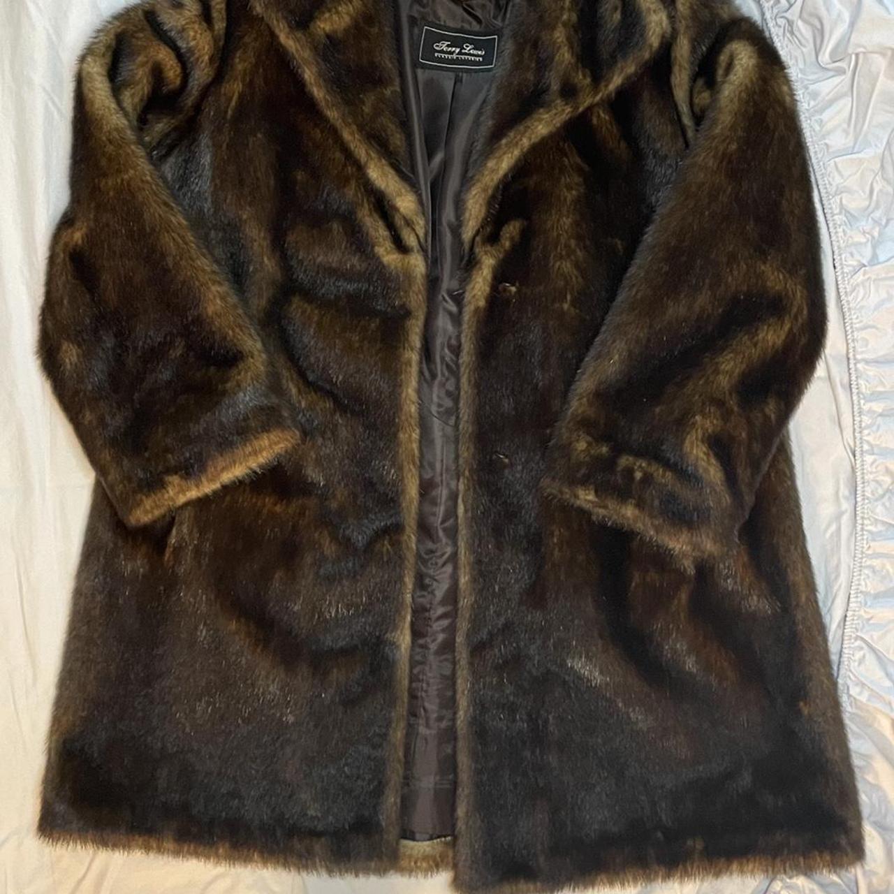 Terry Lewis Faux fur coat. Deep brown color with... - Depop