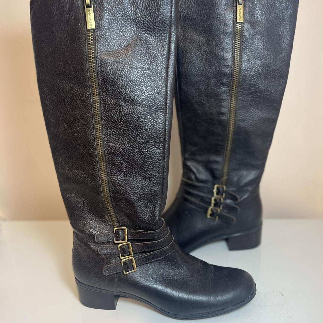 Bandolino knee high leather boots, dark brown. Size... - Depop