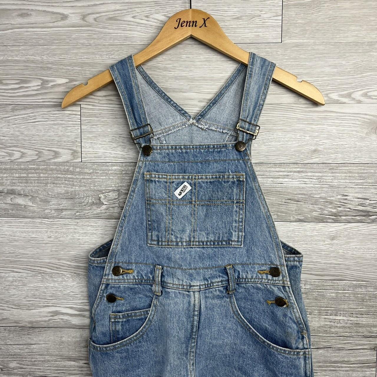 GUESS JEANS Denim Bib Overalls SKIRT Blue DENIM VTG... - Depop