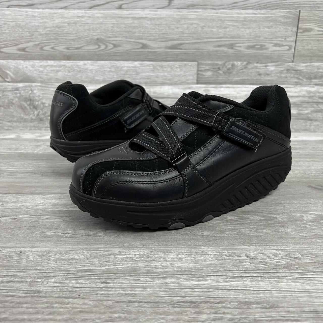 Skechers Shape Ups Women Black Leather Depop