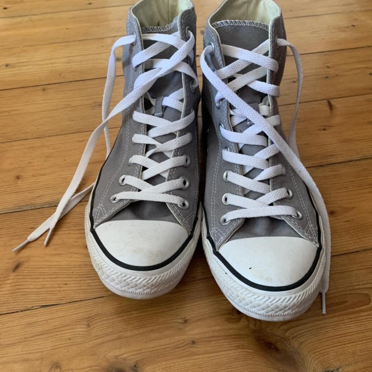 Grey high top Converse. Worn once. Good condition.... - Depop