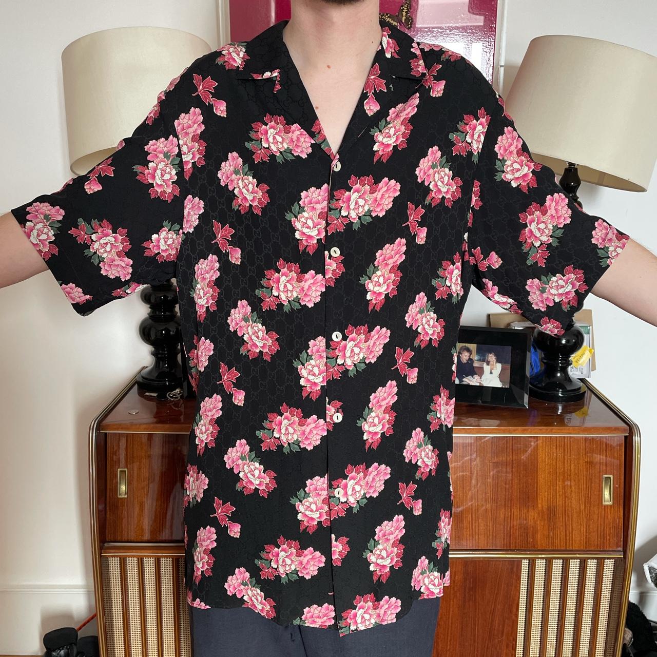 Gucci Black Silk Peony Print Bowling Shirt – BlackSkinny