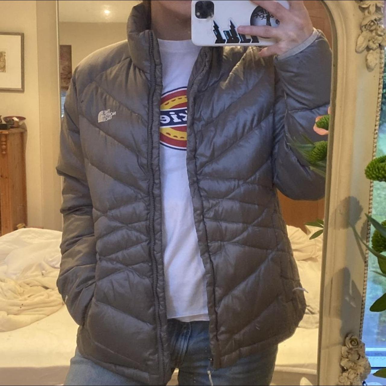 silver north face puffer