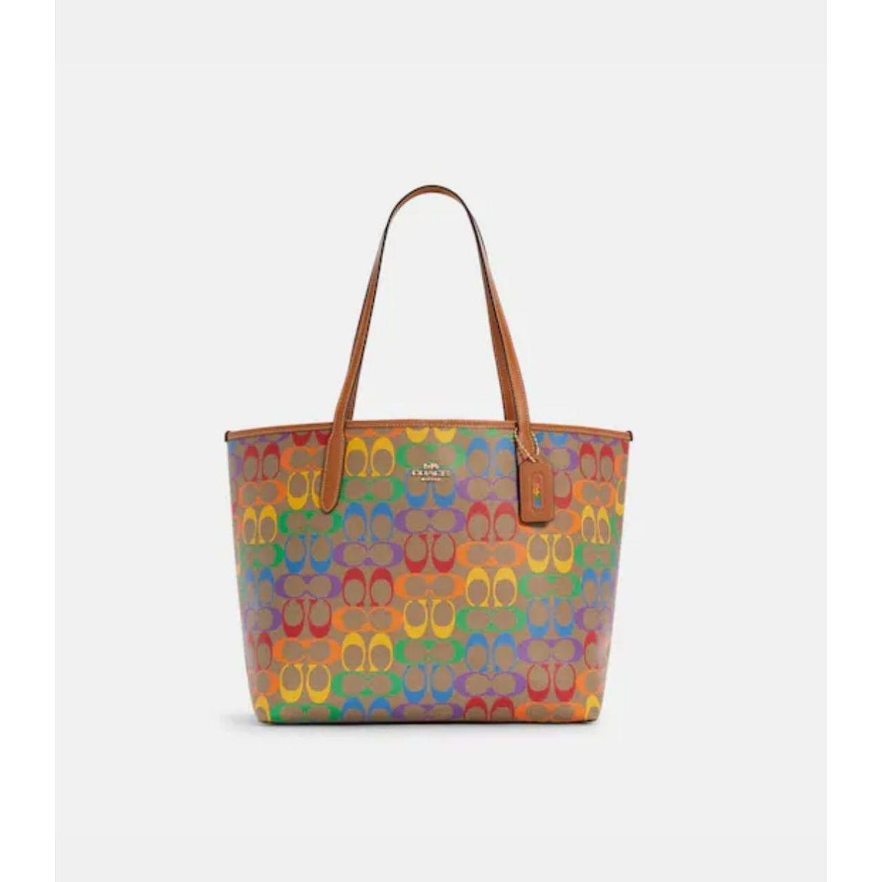 Coach Gallery Tote newest In Rainbow Signature Canvas