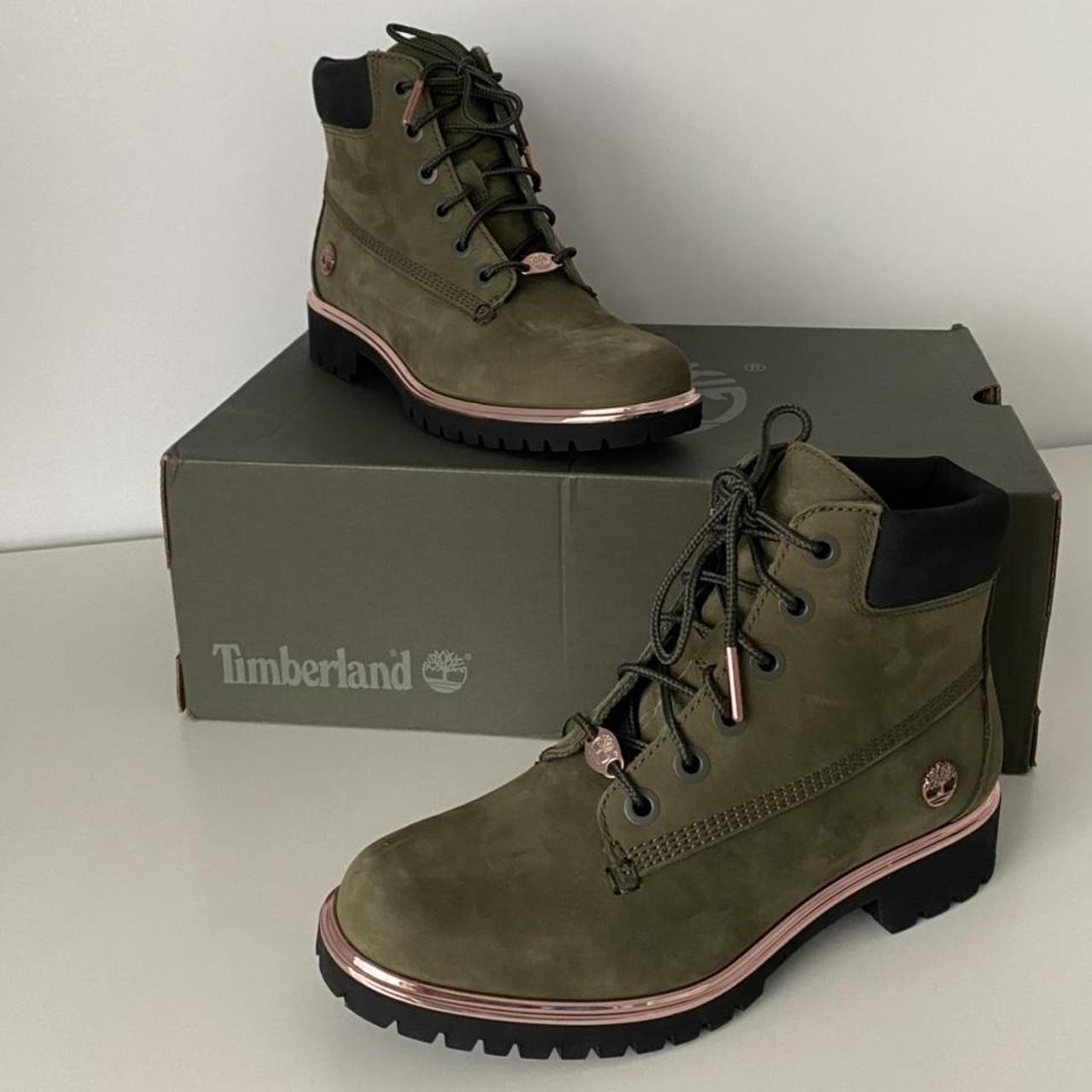 timberland slim premium 6 inch boots forest night rose gold