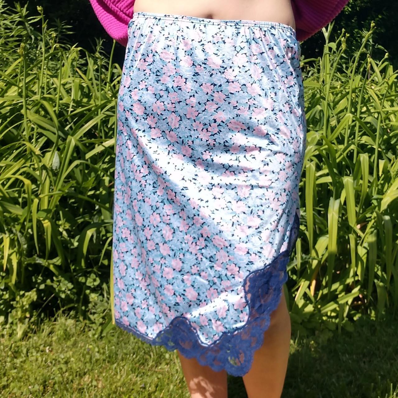 JCPenney Women's Blue and Pink Skirt Depop