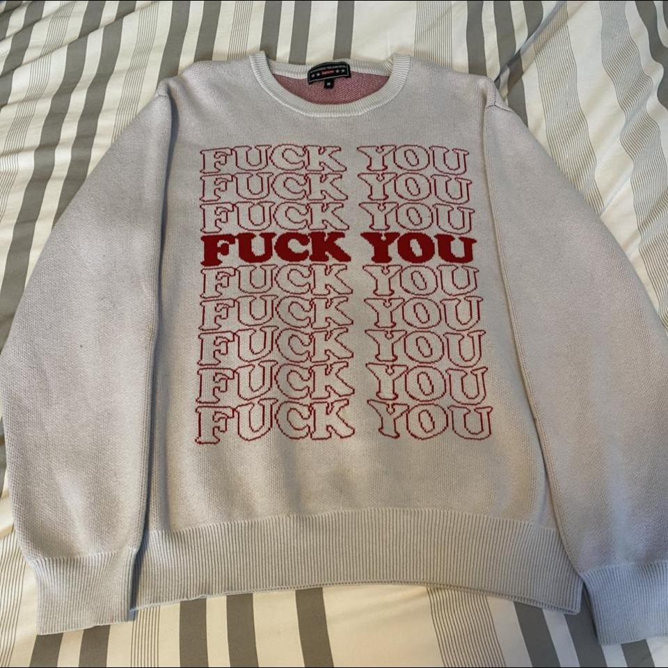 Supreme Hysteric Glamour Fuck You Sweater Grey &... - Depop