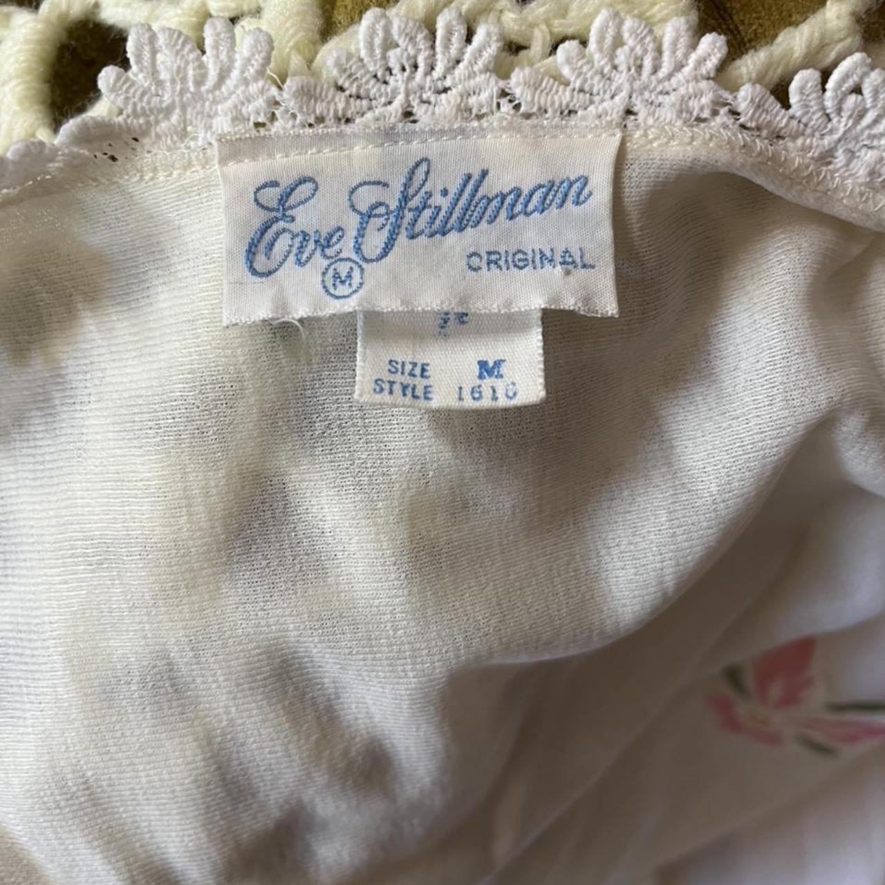 VINTAGE EVE STILLMAN 70s WHITE NIGHTGOWN WITH PINK... - Depop