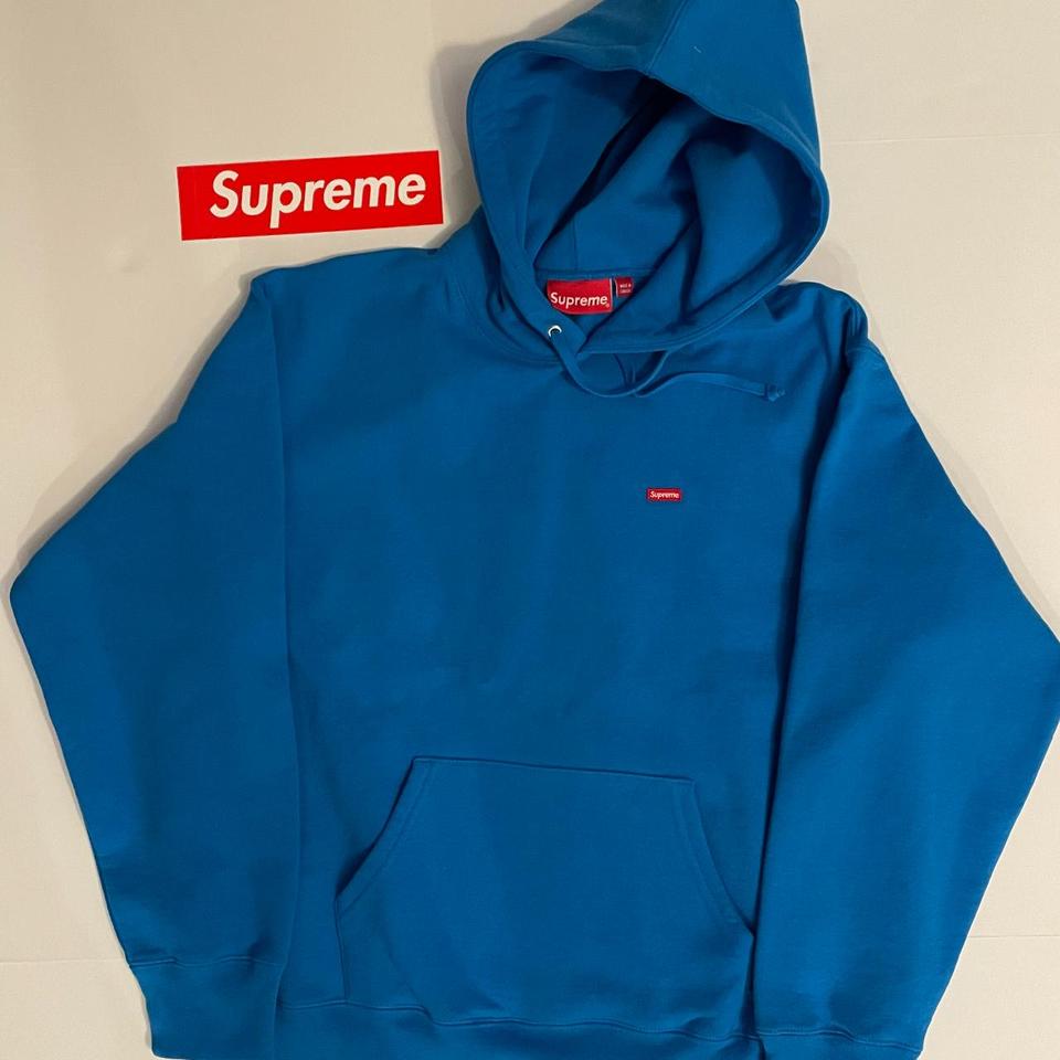 SUPREME SMALL BOX LOGO HOODIE COLOR: BLUE SIZE IS 