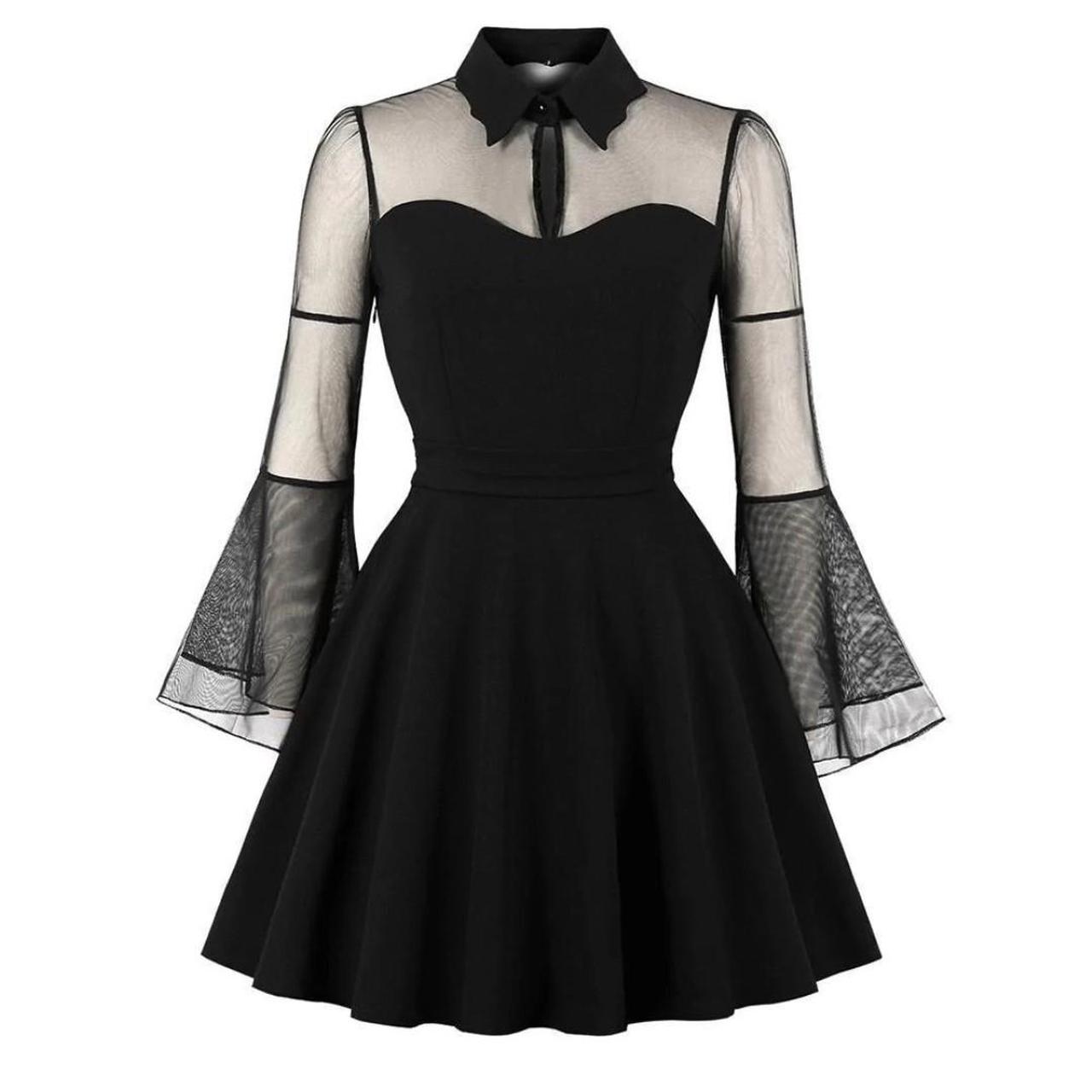 Gothic dress with mesh bust and sleeves 35.4