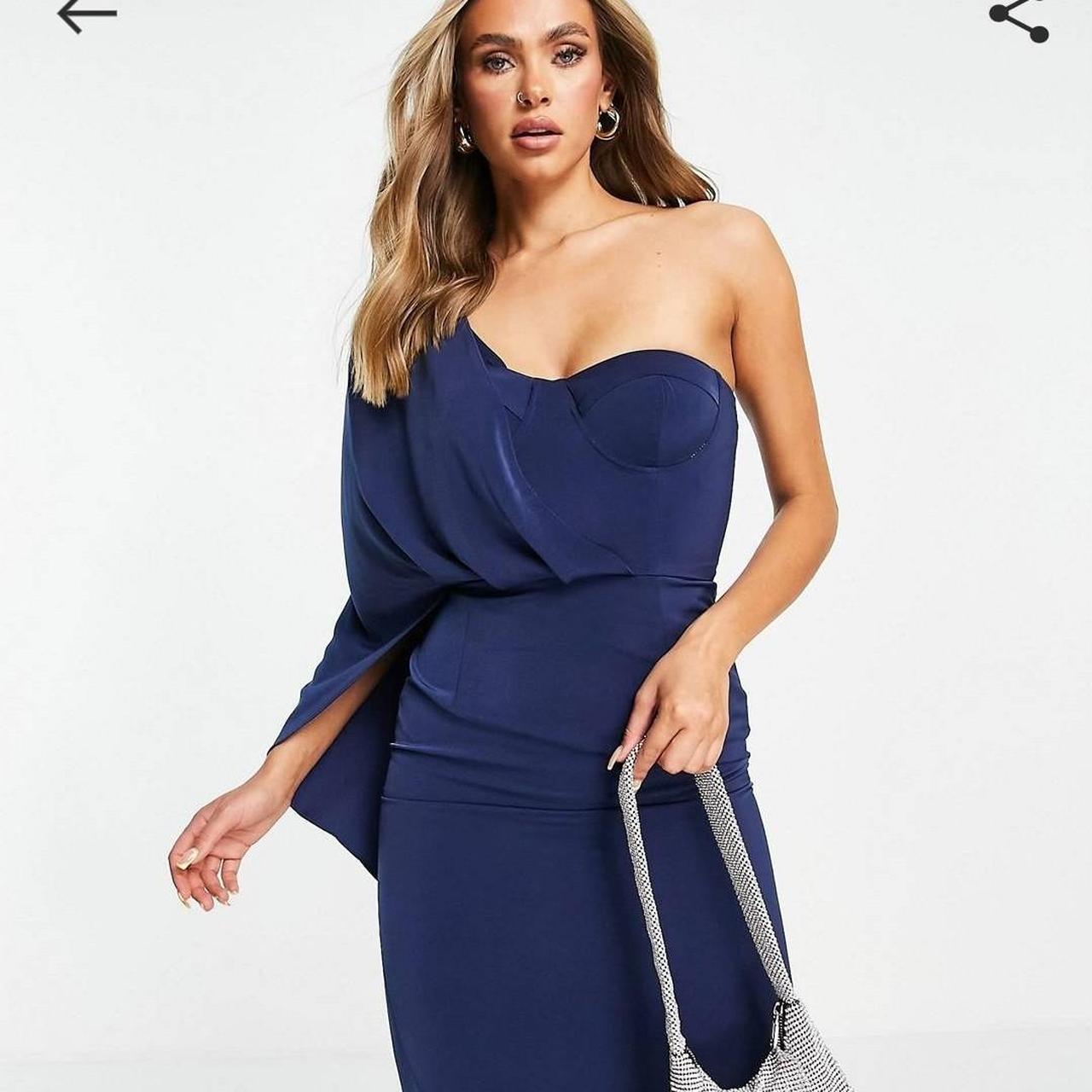 Lavish Alice one shoulder cape midi dress in Depop