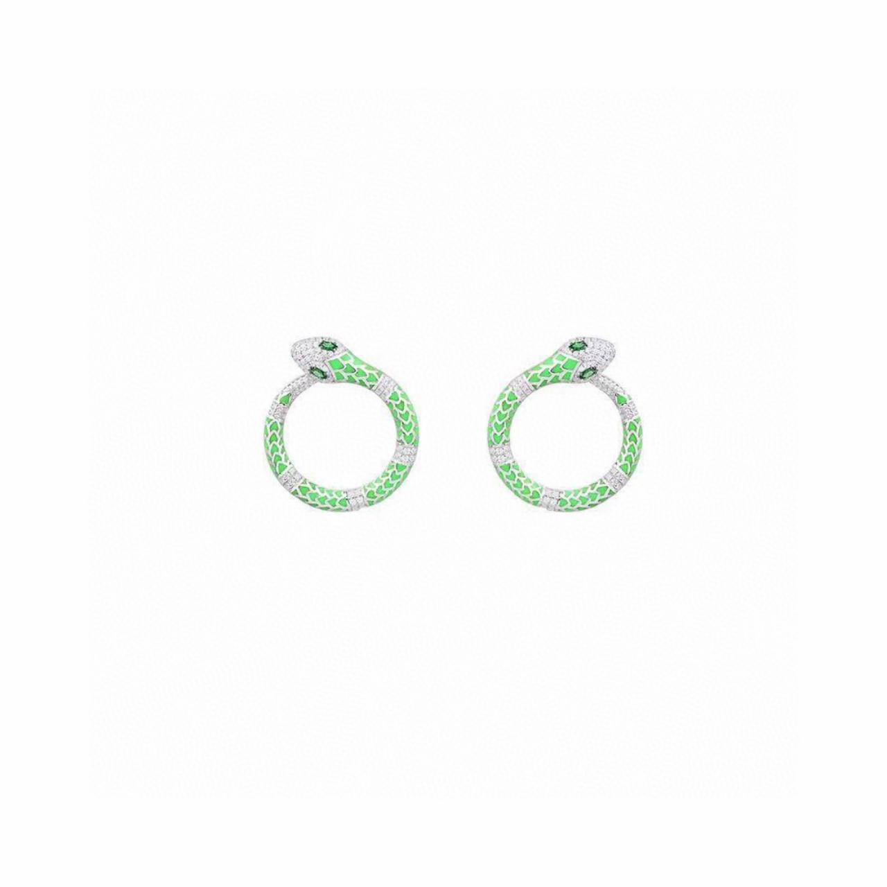 APM Monaco Earrings Glowlight Green Snake Ear Stud Depop