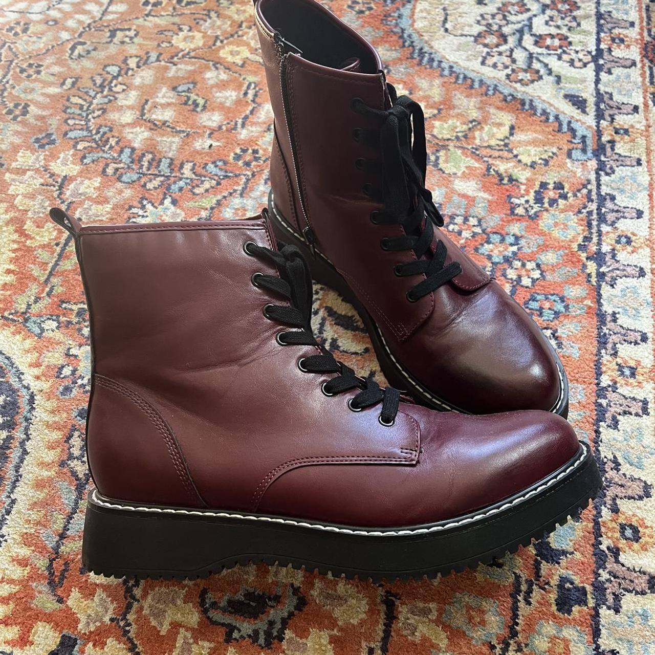 Wine colored combat outlet boots