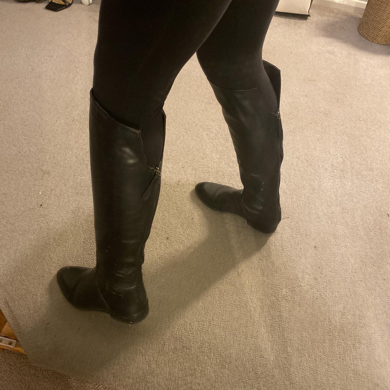 ZARA BLACK KNEE HIGH BOOTS BLACK RIDING BOOTS... Depop