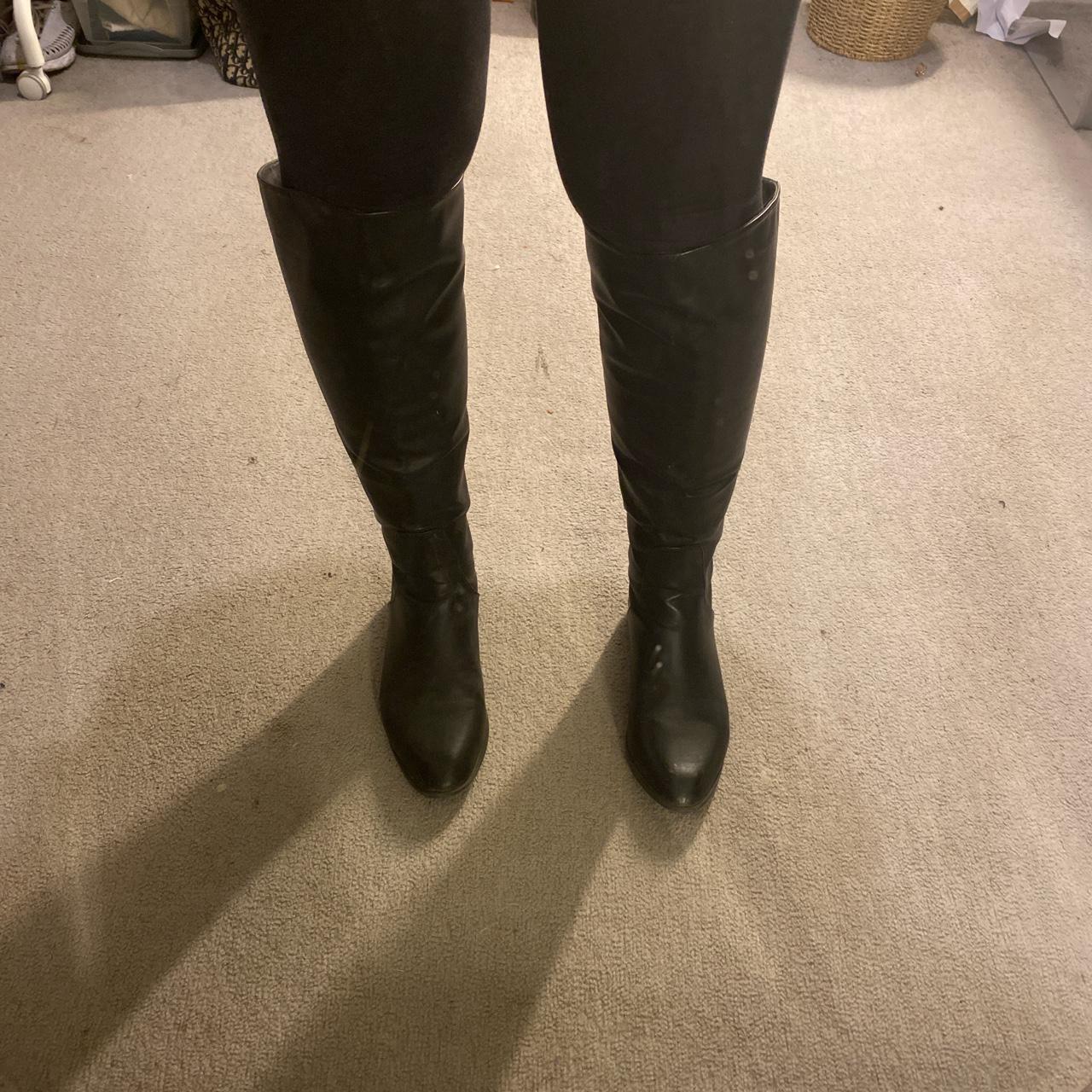 ZARA BLACK KNEE HIGH BOOTS BLACK RIDING BOOTS... Depop