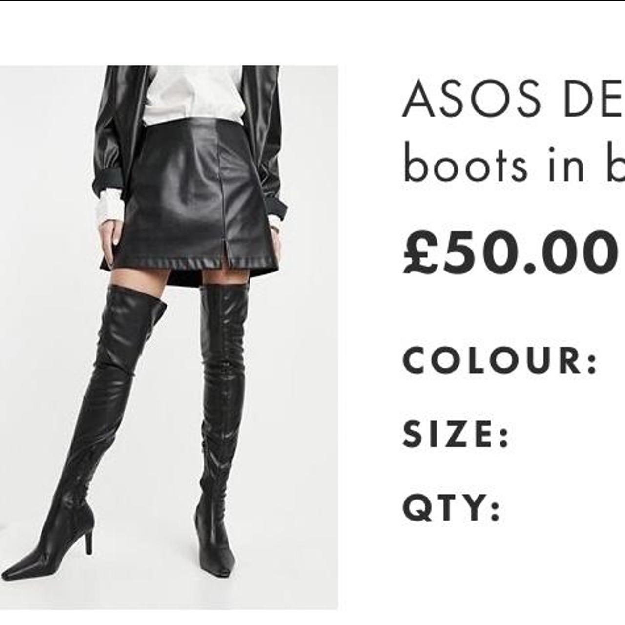 asos leather knee high boots