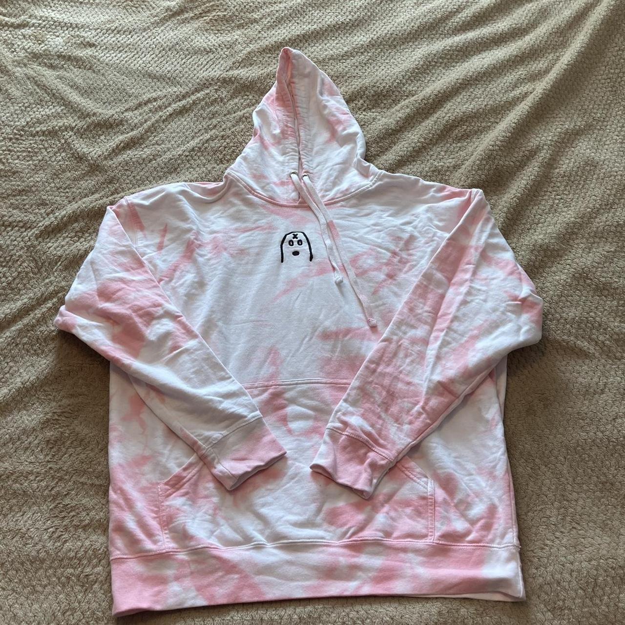 Unxpectd ghost hoodie XL pink and white tye dye