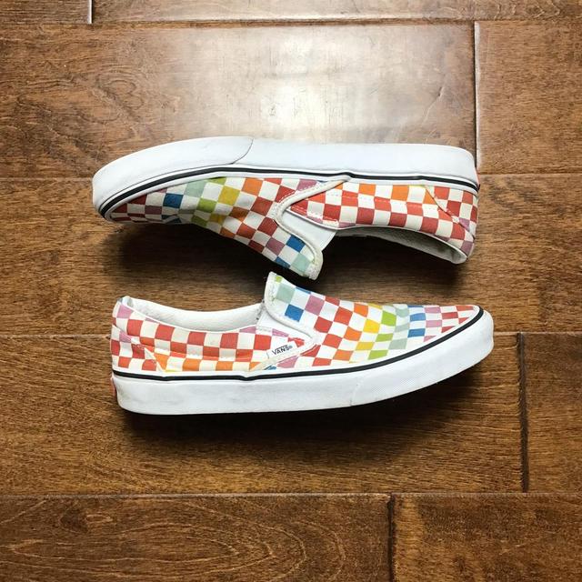rainbow checkered vans men