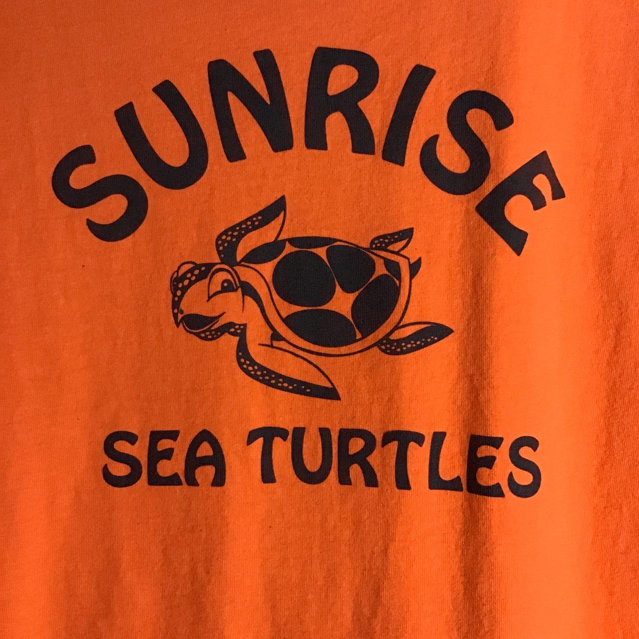 Y2K Sunrise Sea Turtles Orange Black XL T Shirt TAG... - Depop