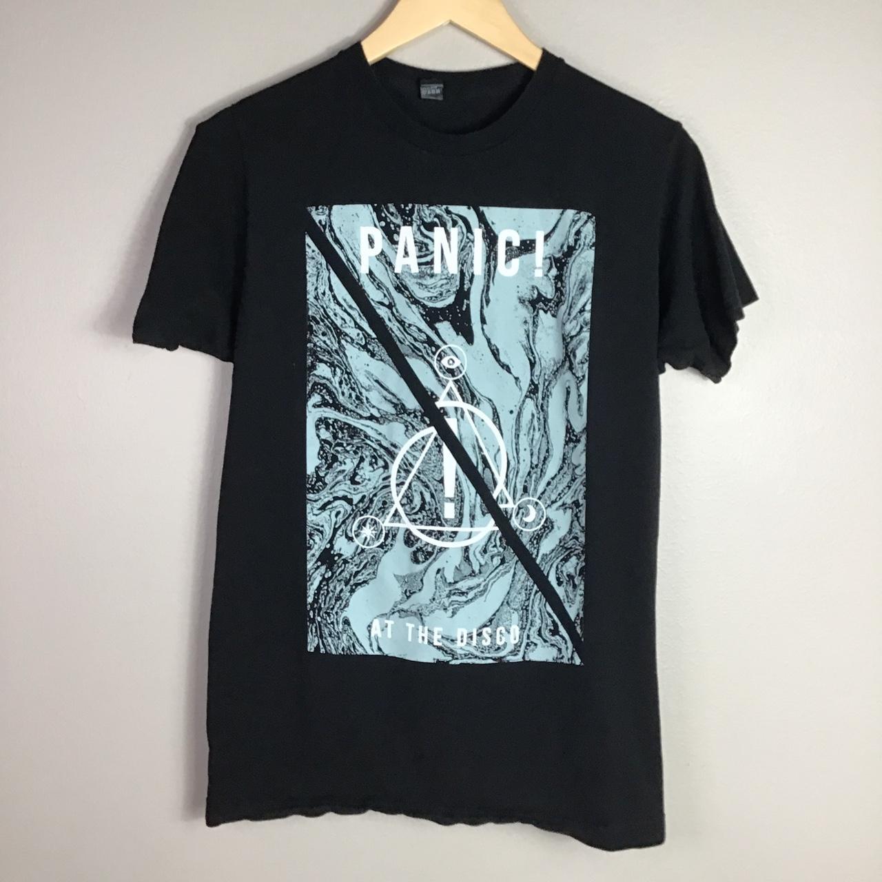 Panic At The Disco Marble Logo T Shirt Black... - Depop