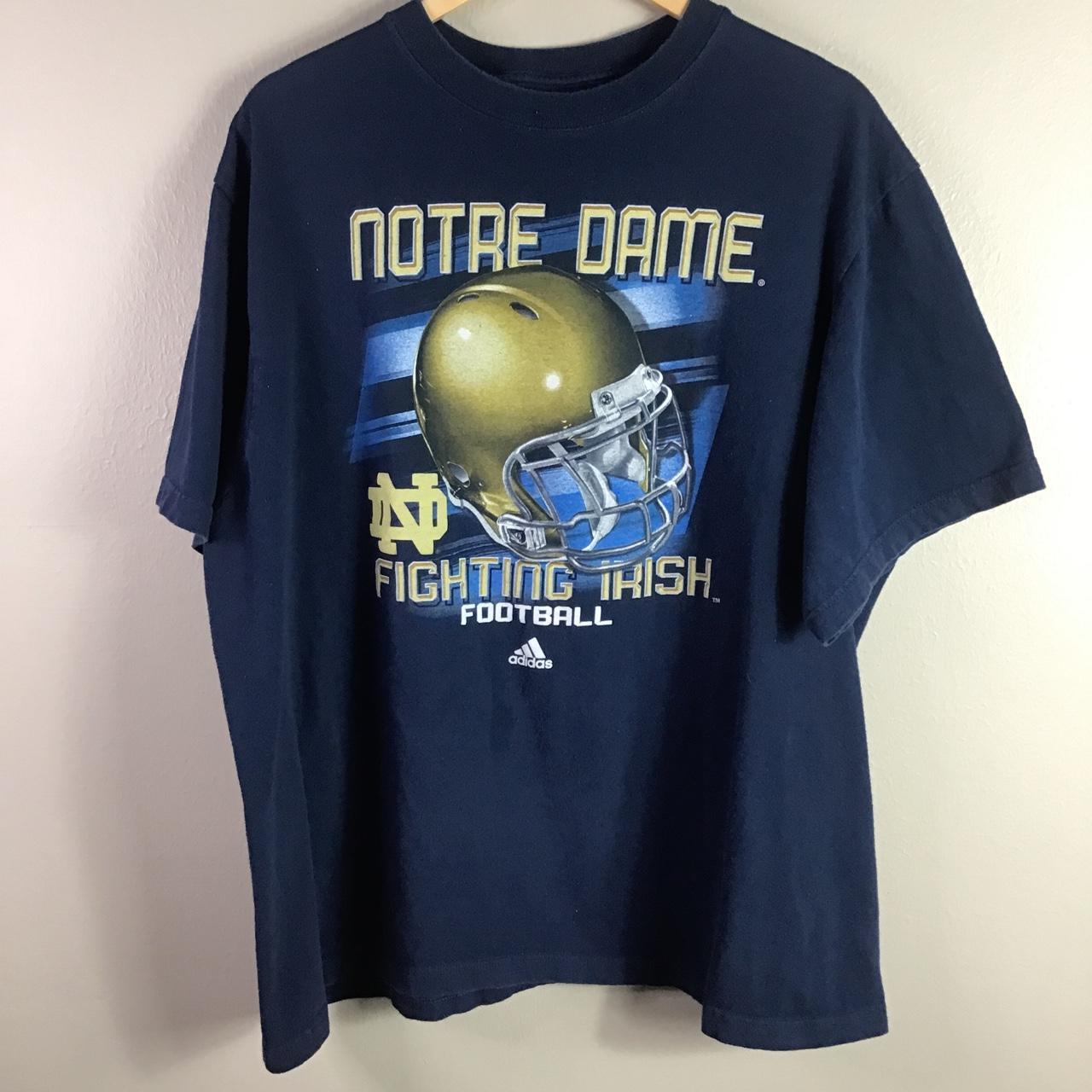 Adidas Notre Dame Football T Shirt Navy Blue Gold... Depop