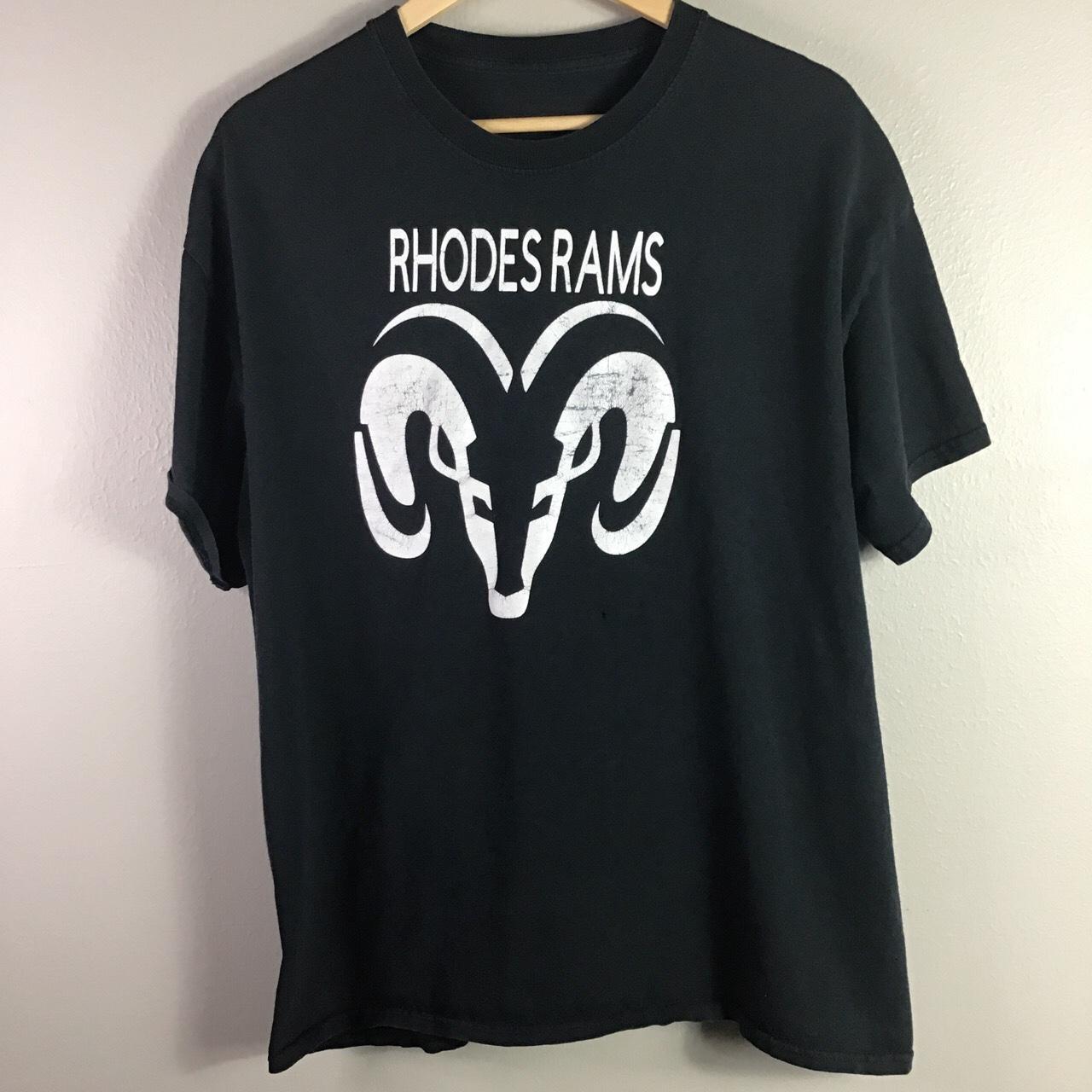 Rhodes Rams T Shirt Sports Y2K Vintage Retro Black... - Depop