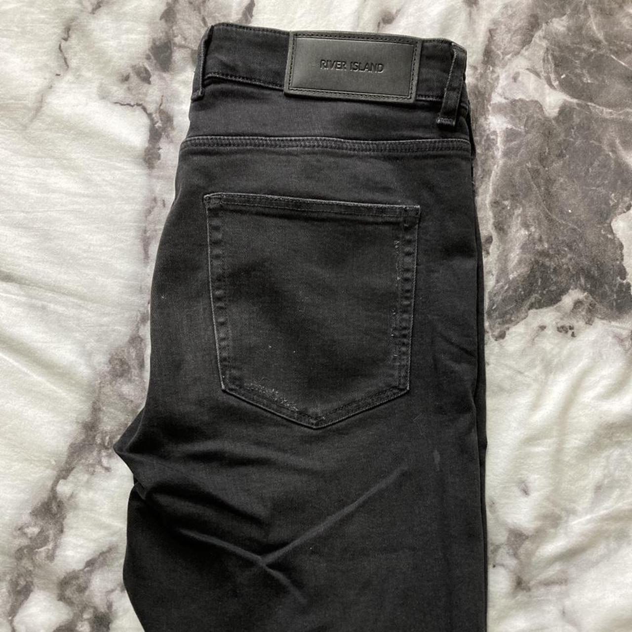 Mens black river island ripped skinny jeans W34 L30... Depop