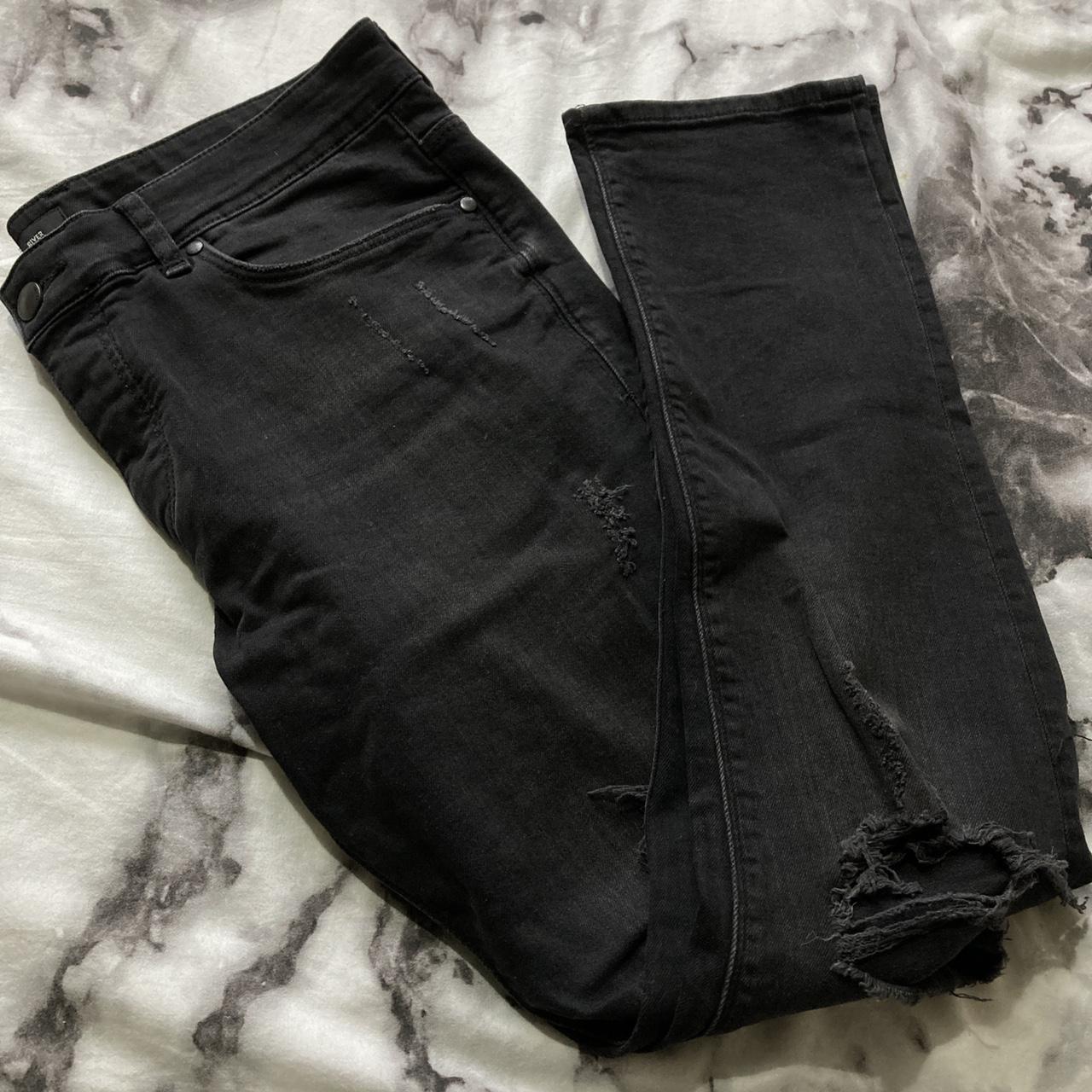 Mens black river island ripped skinny jeans W34 L30... Depop