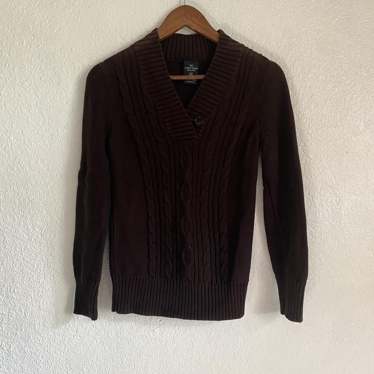 Vintage brown knit sweater with v neck. In great... Depop