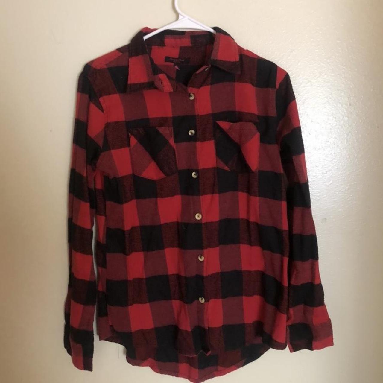 Red and black flannel #flannel #fall #red #warm... - Depop