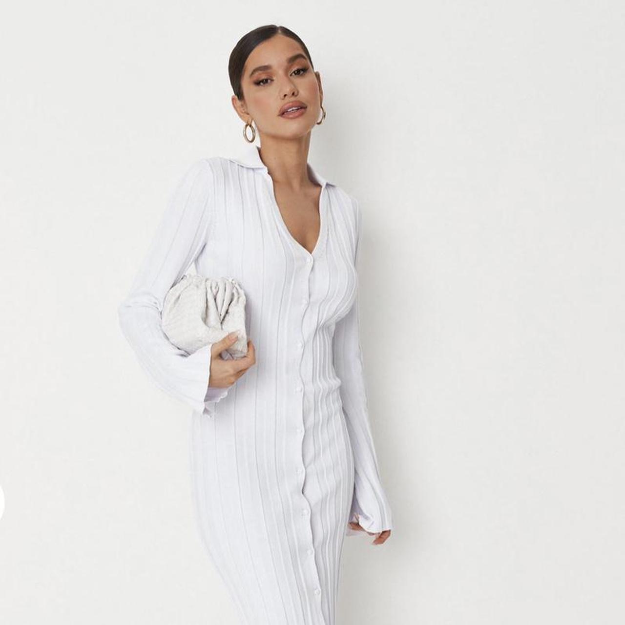 Missguided white v neck collared rib knit