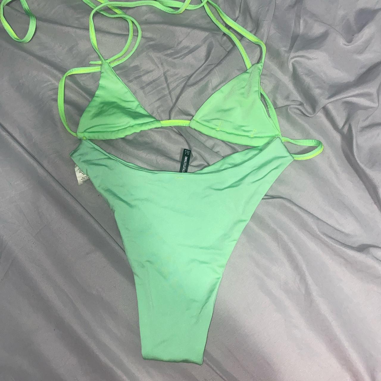 PrettyLittleThing Women's Green Swimsuitonepiece Depop