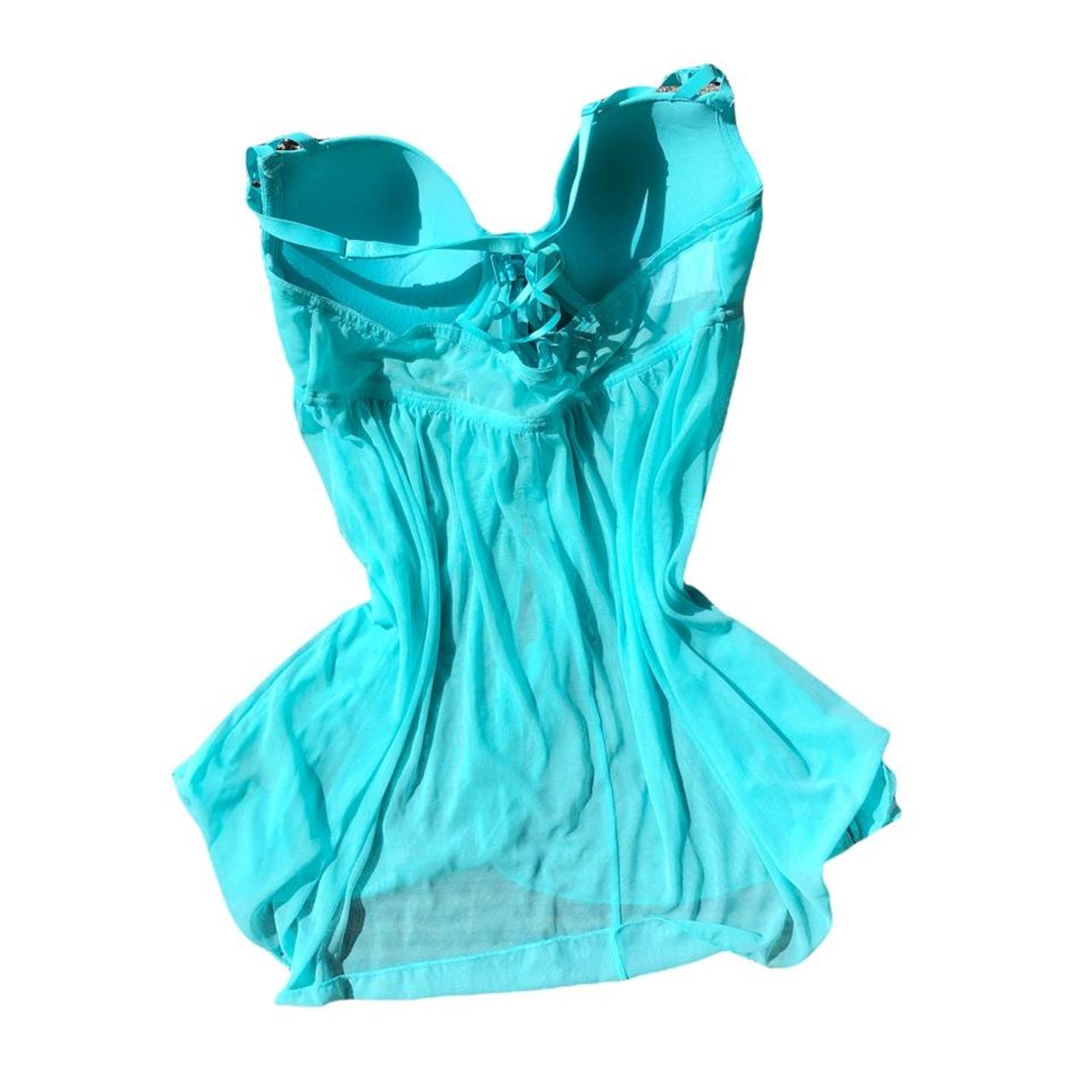 M/L super pretty blue lingerie slip dress never... - Depop