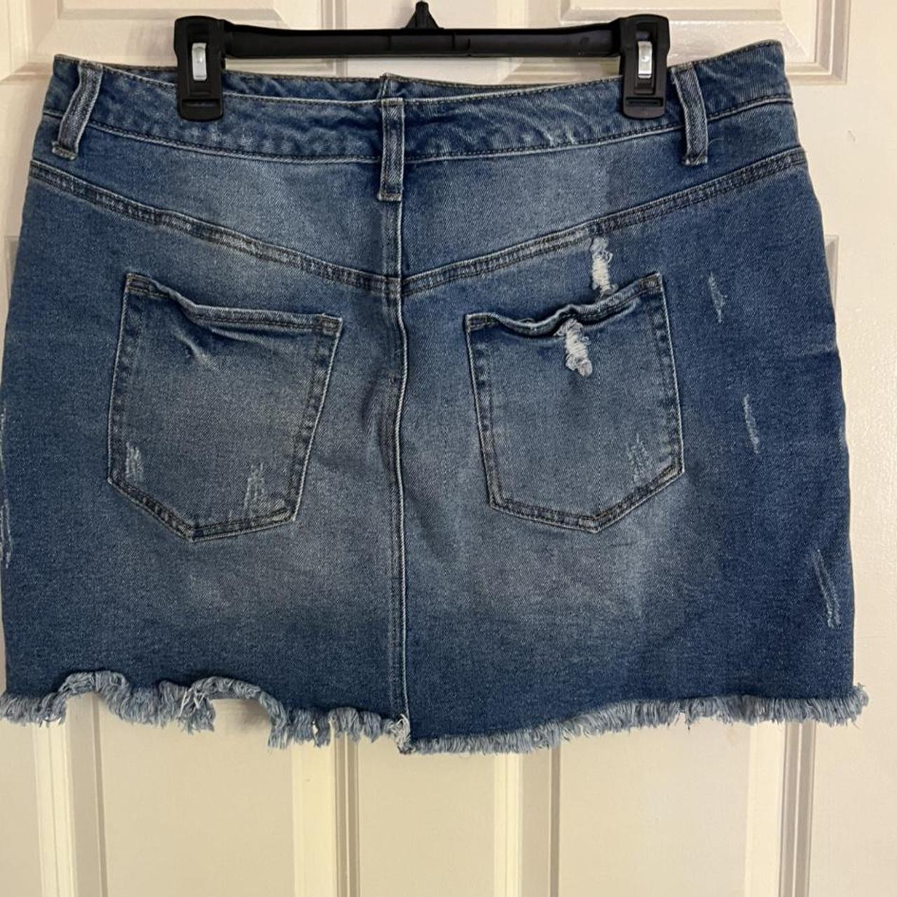 Denim distressed Skirt #denim #denimskirt #plussize... - Depop