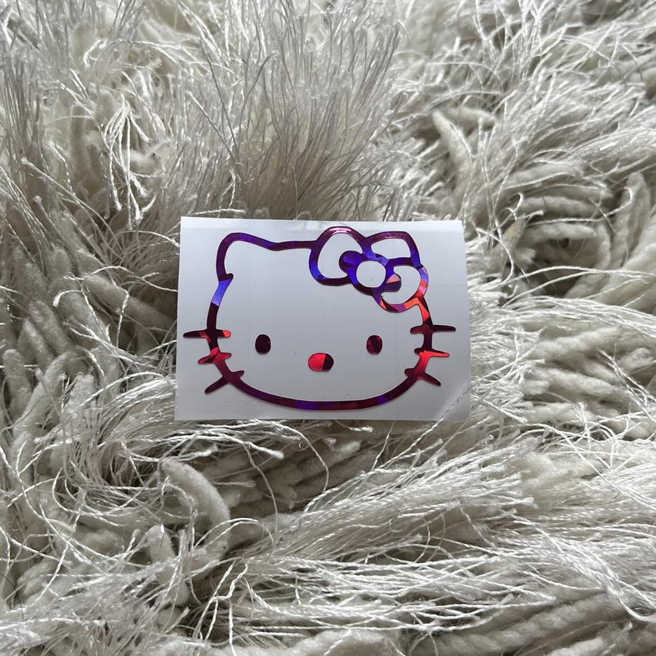 Hello Kitty Face Sanrio Pink Holographic Vinyl... - Depop