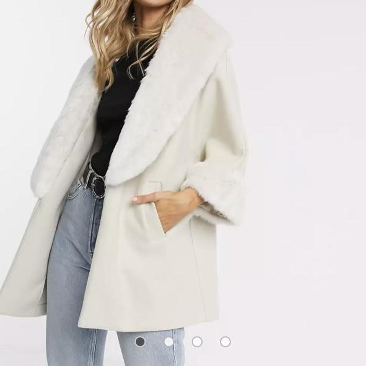 river island cream faux fur jacket