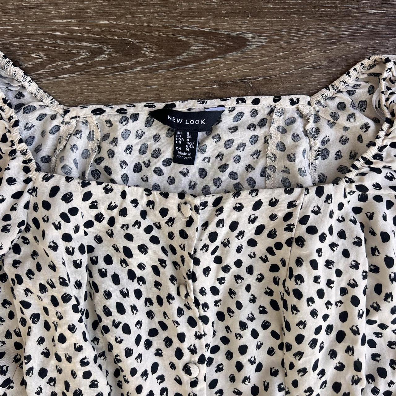 Ivorycream And Black Dalmatian Spot Blouse Fits Depop