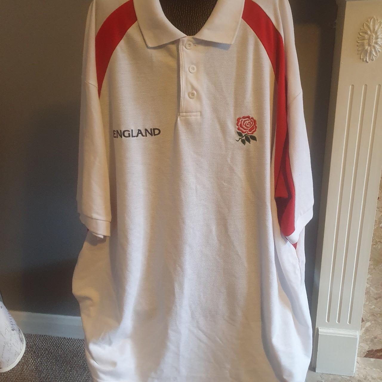 England Rugby Union Mens Polo Shirt White & Red... - Depop