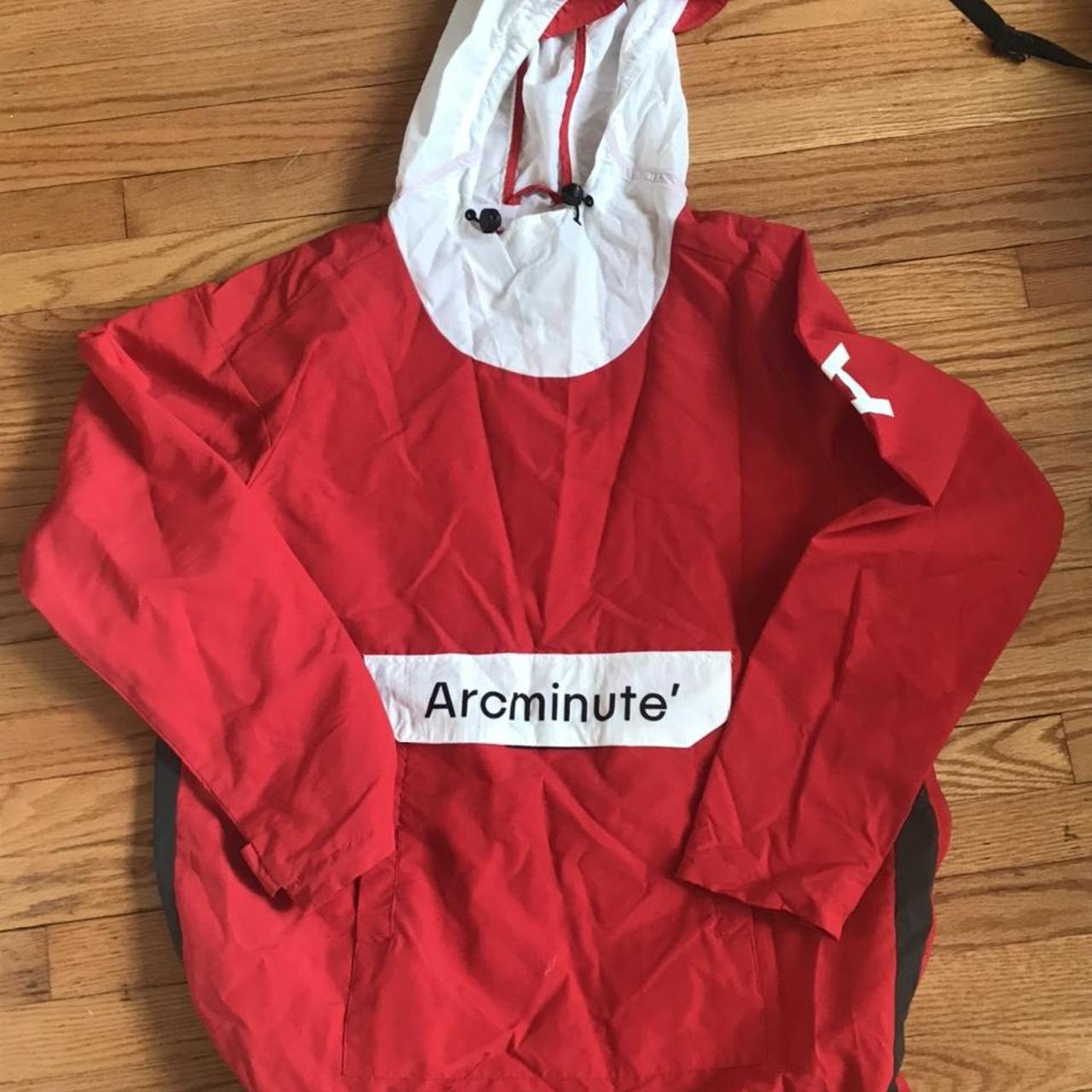 Arcminute Men's Red and Silver Hoodie