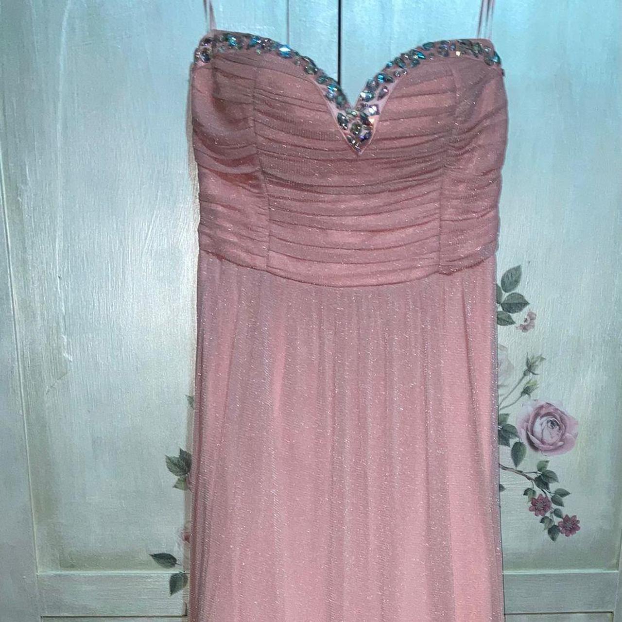 Pretty sparkly baby pink long evening dress from... - Depop