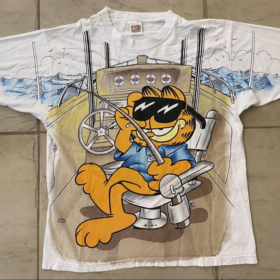 Vintage Garfield All Over Print Cartoon Rap Tee - Depop