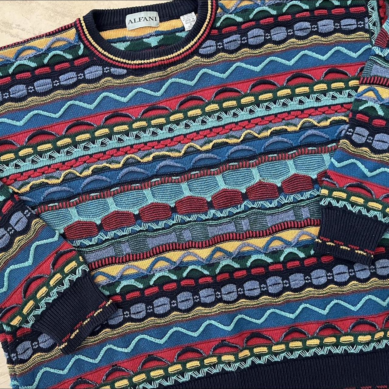 Vintage Coogi Styled Color Block All Over Print... - Depop