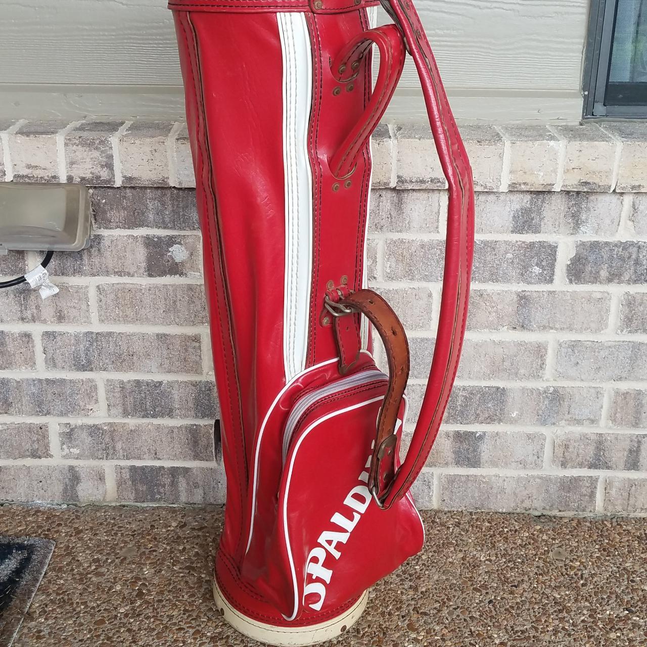 SPALDING GOLF BAG Red & White Leather & Vinyl Depop