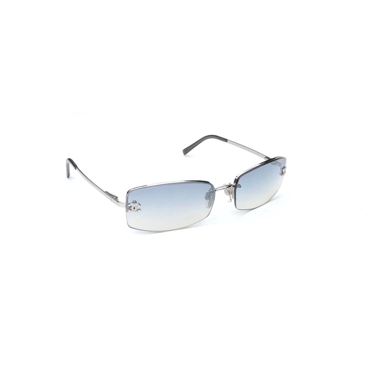 Vintage Chanel rimless sunglasses 4093-B Silver - Depop