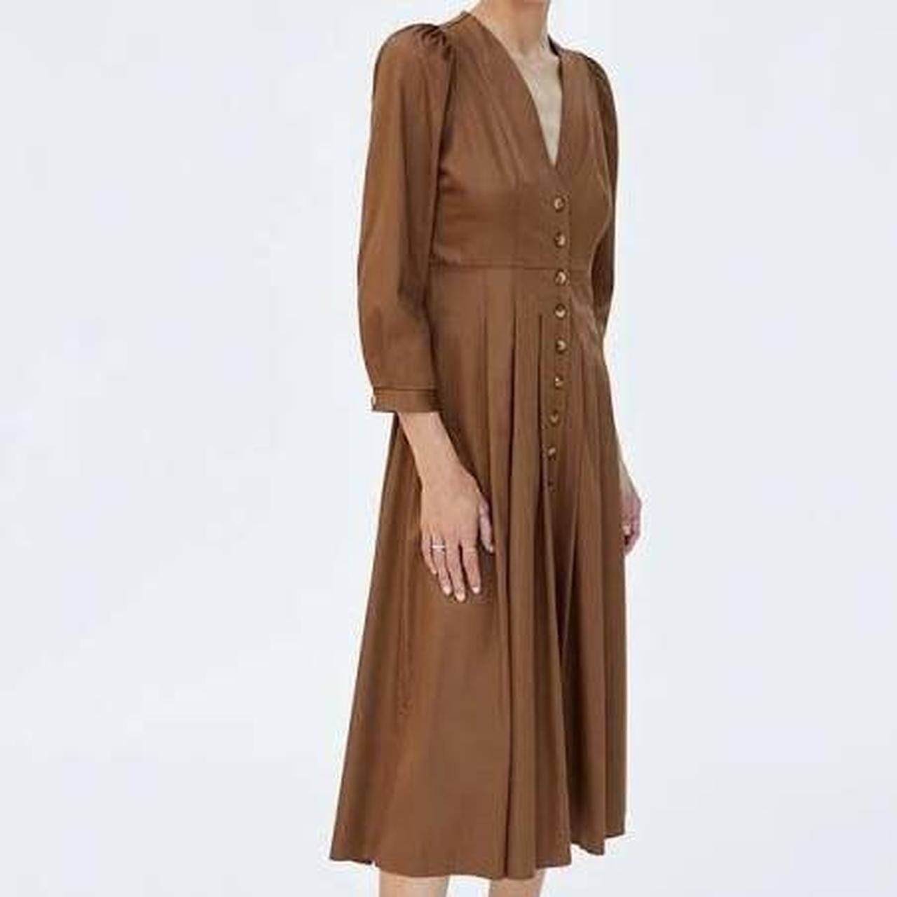 ZARA Toffee Midi Dress Pleated with button up front,... Depop