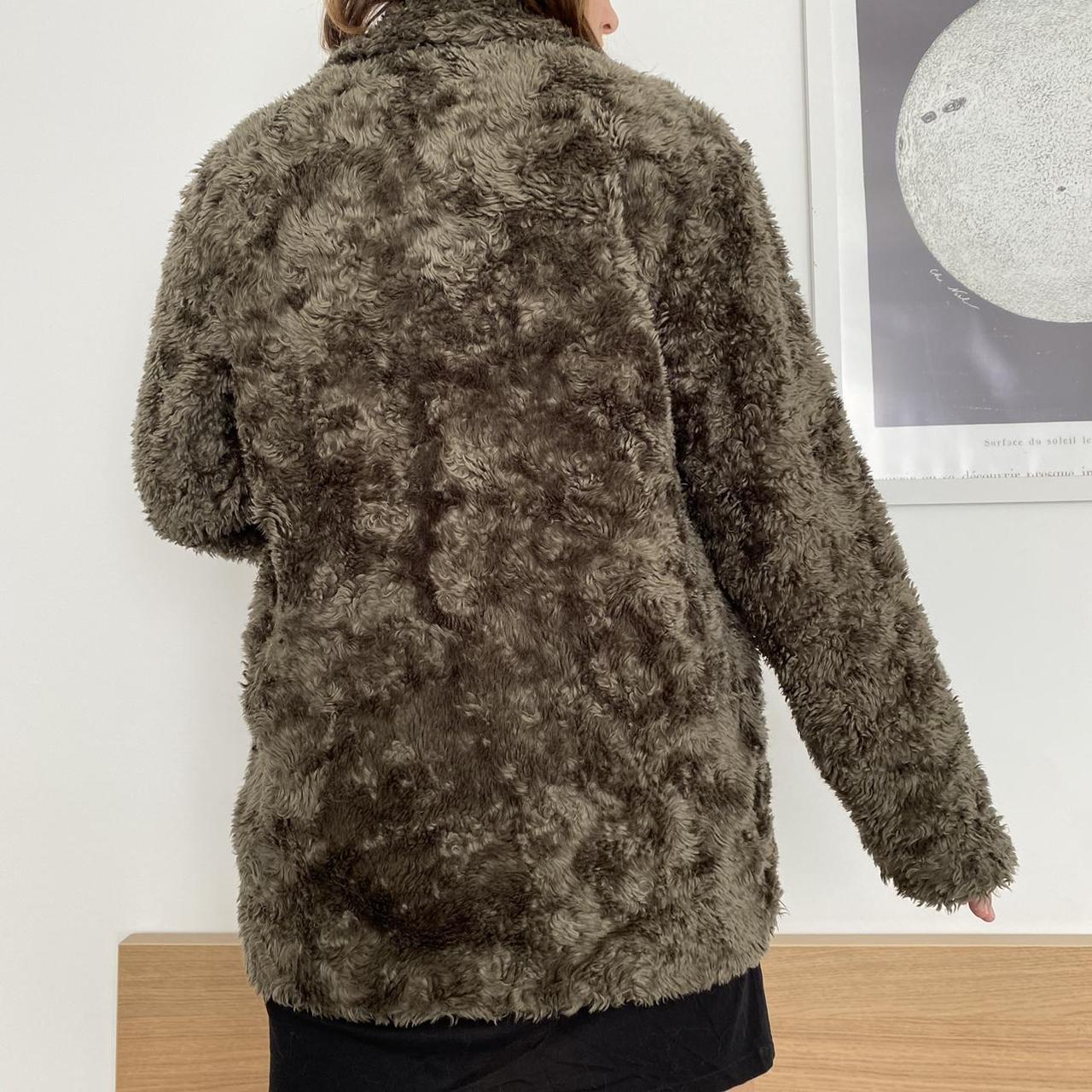 CHEAP MONDAY FAUX FUR JACKET Brown Shaggy Faux Depop