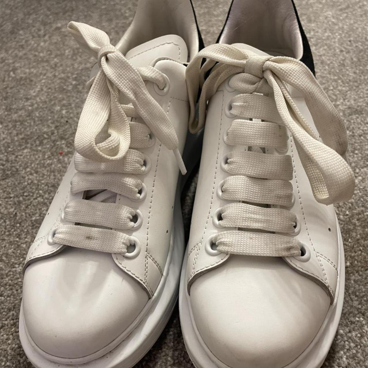 Black and White Alexander Mcqueen trainers ( send... - Depop