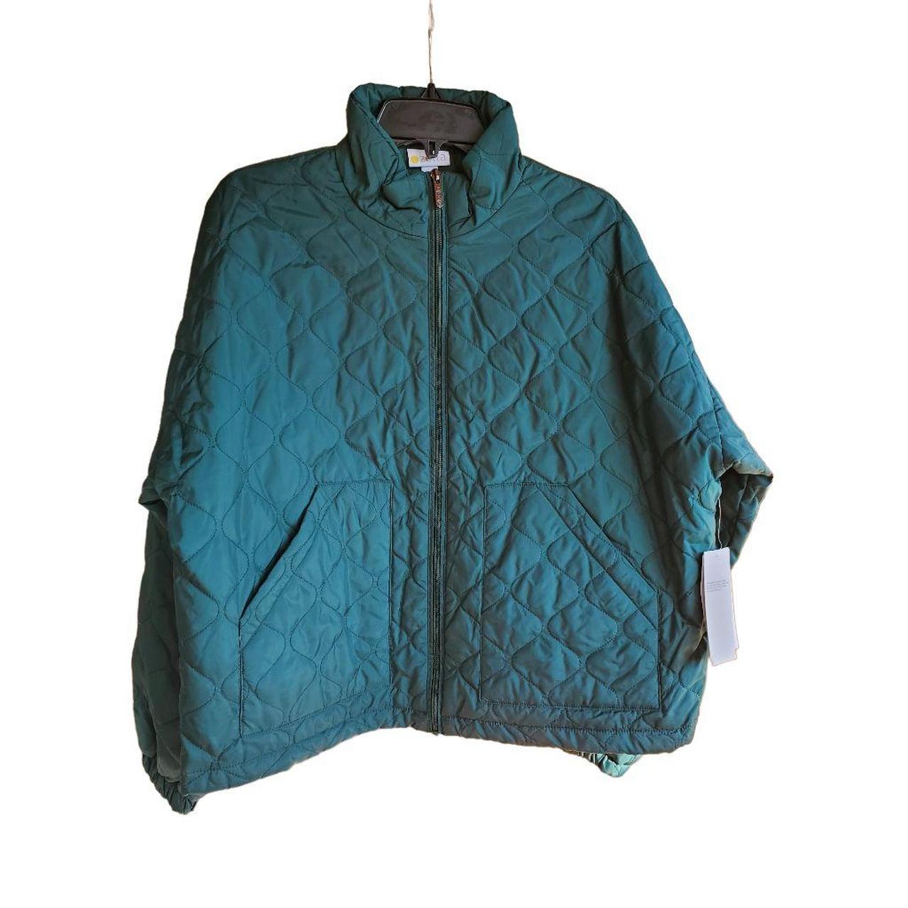 New Zella Moss Green Quilted Bomber Jacket M Smoke... - Depop