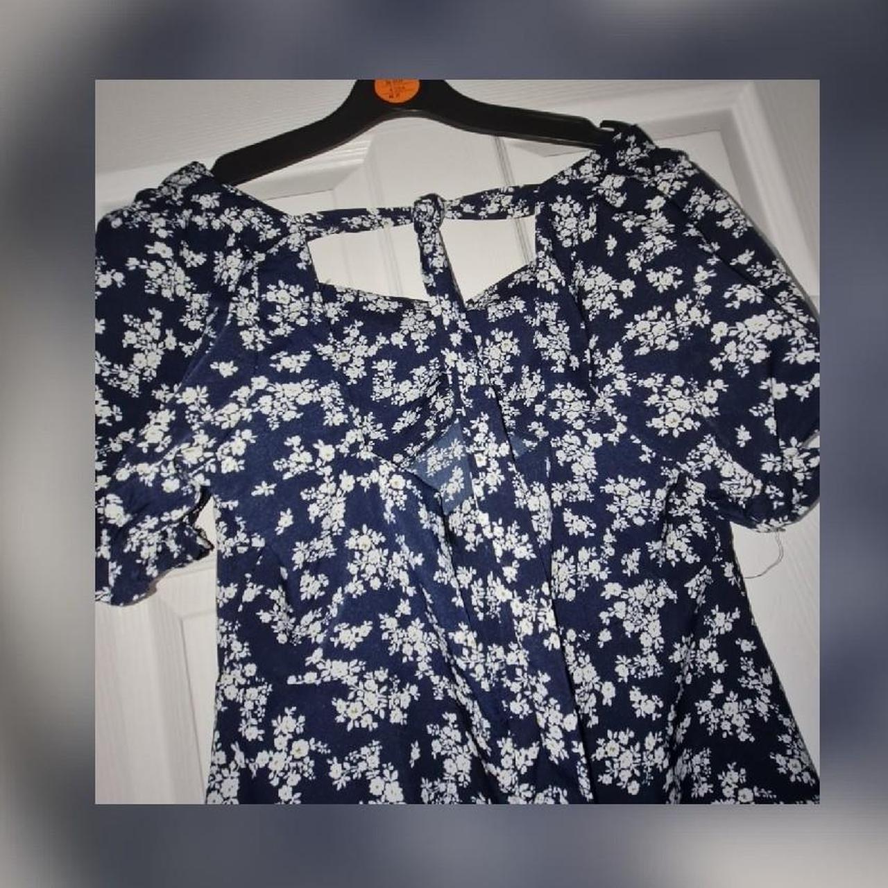 SHEIN Women's Navy and White Dress | Depop